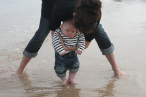 Geen krimp, alleen maar diezelfde blik en het water was echt ijskoud!